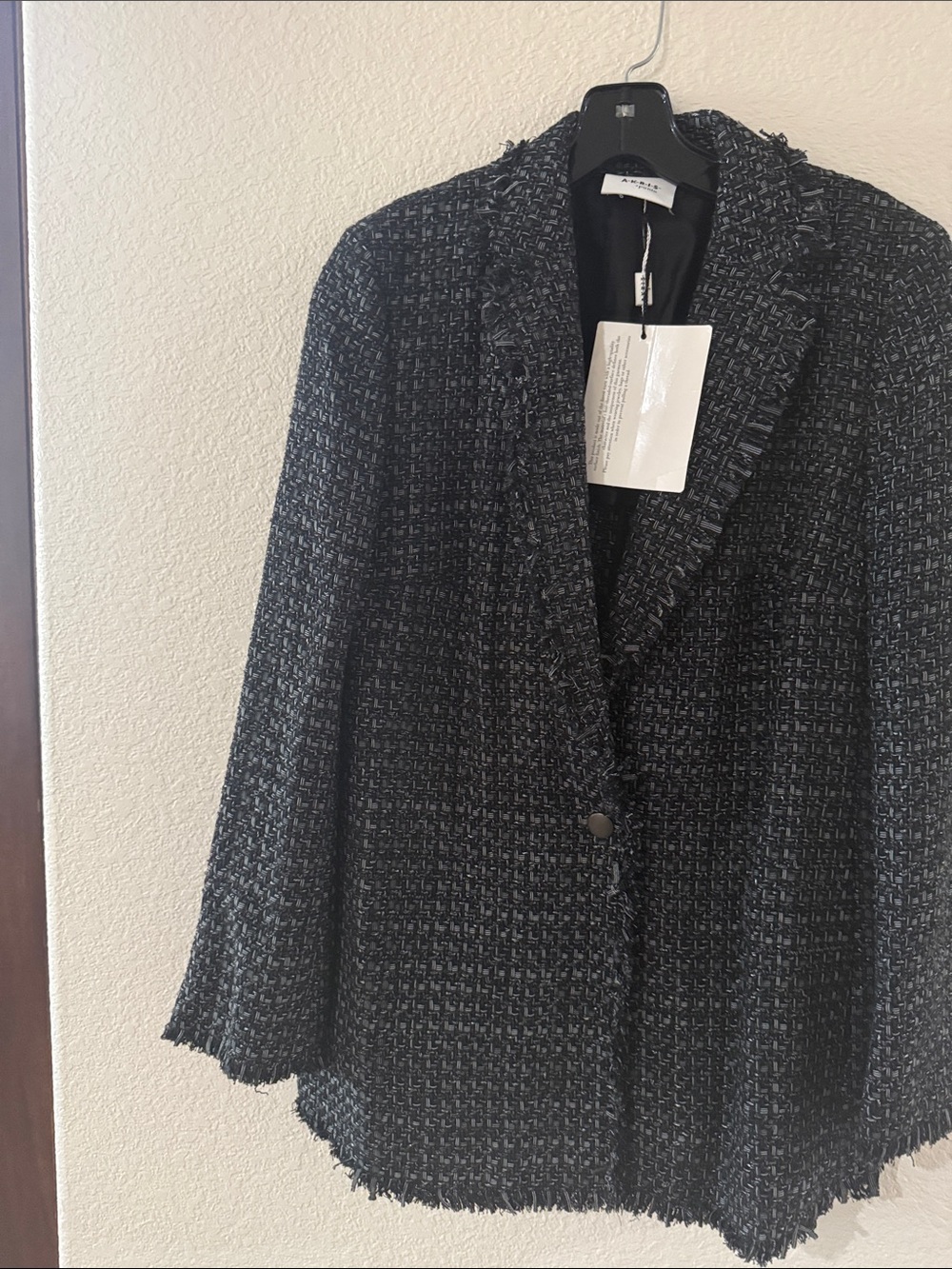 Akris Black Bouclé Fringe-Trim Blazer Jacket